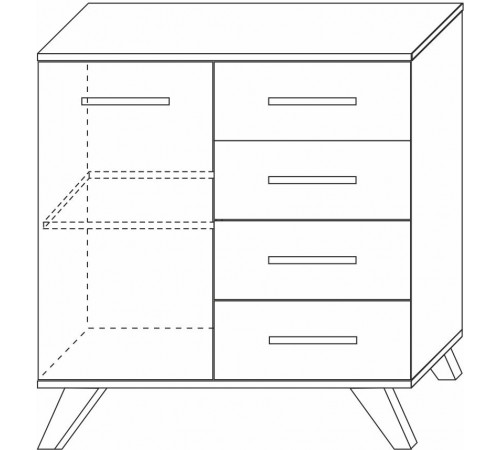 Комод 900 Вега Скандинавия (глянец, белый + дуб каньон)